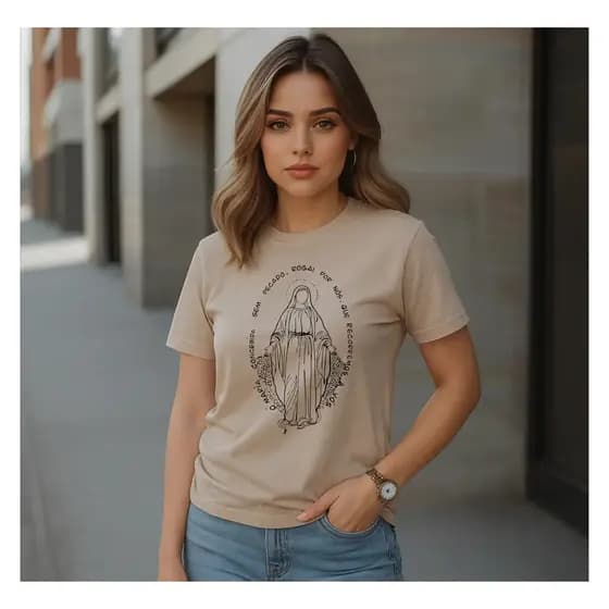 Camiseta Unissex t shirts Religiosa Nossa Senhora Imaculada  Fé