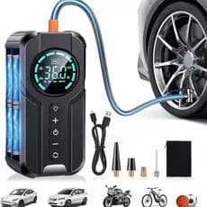 Bomba de Ar Portatil Compressor Inflator Multi-função 4 em 1 PowerBank 8kmah Bateria Calibrador de Carro Auto Pneu