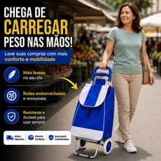Carrinho De Compras Com Rodas Multiuso Feira Supermercado Dobrável  Suporta 30kg Colorido