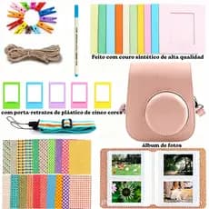 Kit Completo de Acessórios para Instax Mini 12 11 9 com Bolsa Molduras Adesivos e Cordão