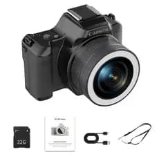 Câmera Digital 48MP 2K Vlog Selfie – Zoom Digital 16X, Lente Rotativa, OTG, LED Fill Light