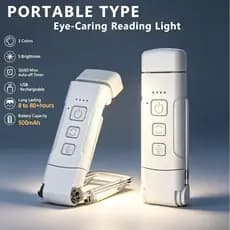 Luminária de Leitura de Clipe LED Amiga dos Olhos, Portátil Recarregável para Estudo e Viagens