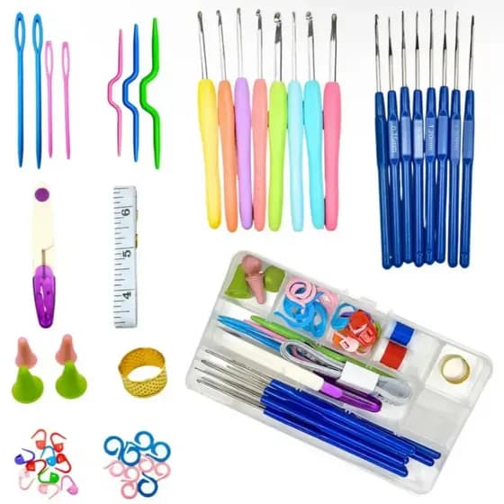 Kit Crochê Completo 16 Agulhas Ergonômicas E Acessórios