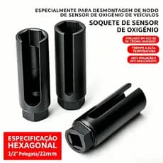 Chave Sonda Lambda 22mm 1/2" para Sensor de Oxigênio Automotivo Profissional