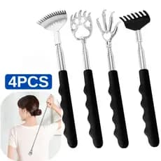 Kit 4 Coçadores de Costas Caveira Telescópicos em Aço Inox Reguláveis