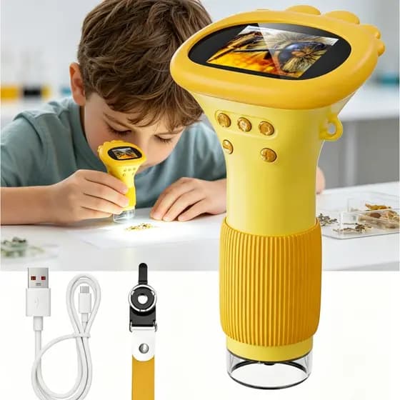 Mini Microscópio Digital Infantil 1000X Portátil com Câmera Foto e Vídeo