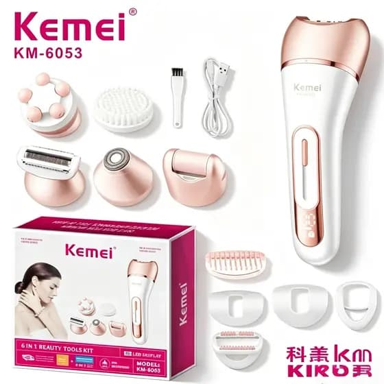 Kemei Depilador 6053 Feminino Elétrico, Barbeador Feminino, Perna Corpo Depilação Depilador KM 6053