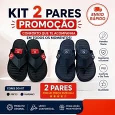 Kit 2 Pares Chinelo Masculino Confortável Dia a Dia Antiderrapante
