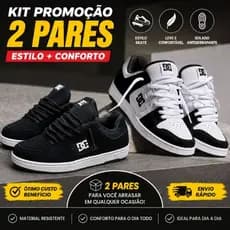 Kit 2 Pares Tênis Masculino Casual Barato Dia a Dia Leve Confortável Promoção