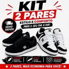 Kit 2 Pares Tênis Masculino Super Promoção Confortável Estilo Skate