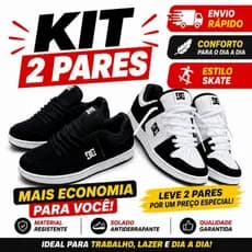 Kit 2 Pares Tênis Casual Skatista Streetwear Unissex 🔥 PROMOÇÃO