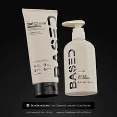 BASED Curly Duo: Conjunto Premium de Creme para Cachos Não Tóxico e Condicionador Sem Enxágue - Define os Cachos, Contro