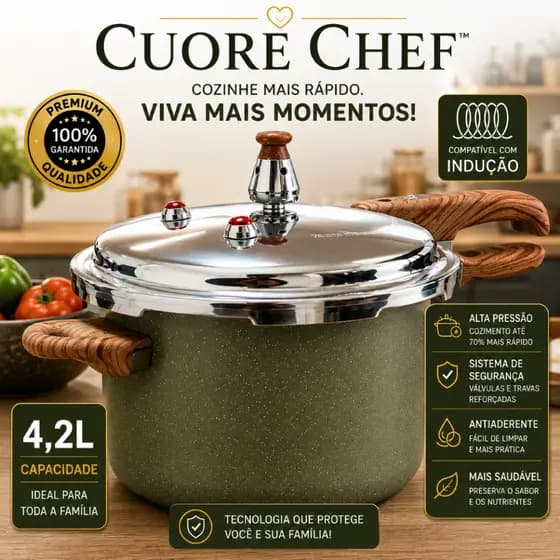 Panela de Pressão Premium Antiaderente 4,2L Compatível com Indução Cozinha Até 70% Mais Rápido Super Segura