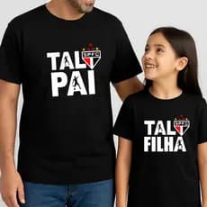 Kit Pai e Filha Camisetas Futebol Personalizadas com seu clube Preto Presente - Esporte Futebol Kit 2 Camisa Preta