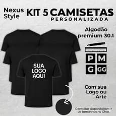 KIT 3 ou 5 Camisetas Personalizadas com Sua Arte Algodão 30.1 Premium Não Encolhe