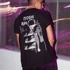 Camiseta Básica Blue Lock Itoshi Rin Anime Jogador Velocidade Drible Futebol Unissex 100% Algodão
