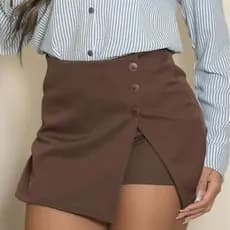 Short saia moda feminina com elástico na cintura na costa confortável