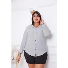 blusa camisa feminina linho manga longa e botões da mesma cor