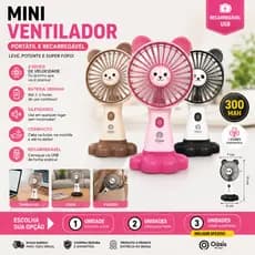 Mini Ventilador de Mão Portátil Recarregável USB 3 Velocidades