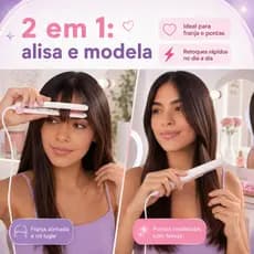 Chapinha Mini Premium Portátil Cerâmica 2 em 1 Alisa e Modela Cachos Aquecimento Rápido