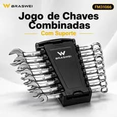 Jogo de Chave de Boca e Estriada 8 Pecas para Moto Carro e Bicicleta Braswei Ferramentas FM31066