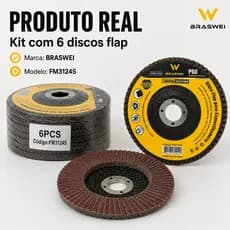 Disco Lixa Flap P60 Braswei 100x22mm Para Madeira Metal e Alvenaria