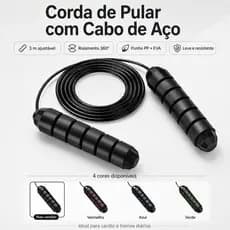Corda de Pular Fitness Cabo de Aço Ajustável 3m Para Cardio