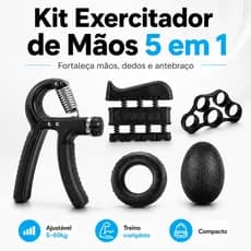 Kit Fortalecedor De Dedos Mão Hand Grip 5 Em 1 Com Caixa Bolsa Regulável 60kg Musculação Treino Em Casa Envio Imediato