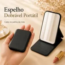 4Cors Mini Espelho De Bolsa Portátil Dobrável De Maquiagem Premium 3 Ângulos