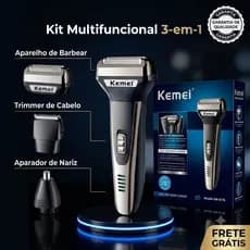 Kemei KM6776 Aparador 3 em 1 Barba Nariz Corpo Barbeador Elétrico