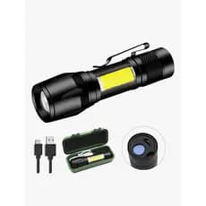 Mini Lanterna Tática LED em Alumínio - Super Forte, Recarregável via USB