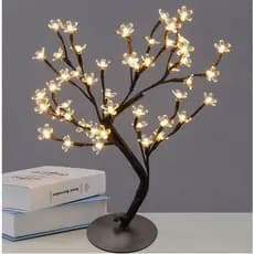 Árvore Abajur Cerejeira 48 Leds Fixo Branco Quente Bivolt Marrom-escuro Amarelo
