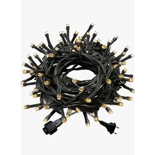 Cordão 100 Leds Amarela Luz Fixa C/fio Verde Blindado 220V -10 Metros