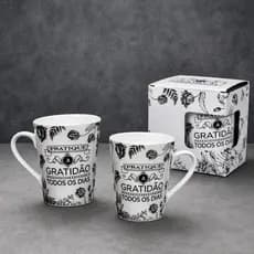 Caneca Gratidão Floral Presente Inspirador | Pratique Gratidão Todos os Dias Porcelana