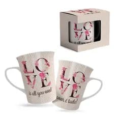 Caneca LOVE Floral Presente Romântico Dia dos Namorados / Mães | Amor é Tudo que Precisa
