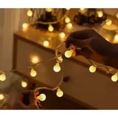 Cordão De Luz De Led Bolinha Branco Quente 5m -36 Bolinhas