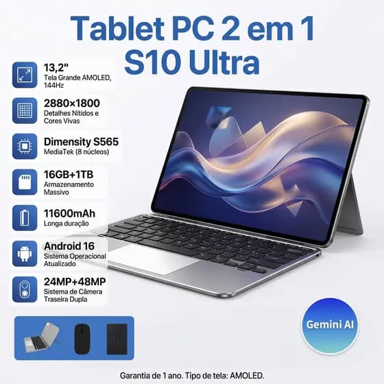 Fast Shipping Tab S10 Ultra 2 in 1 | 13.2" 120Hz FHD+ Screen | 16GB RAM + 1TB ROM | 5G Dual Chip | 11600 mAh battery