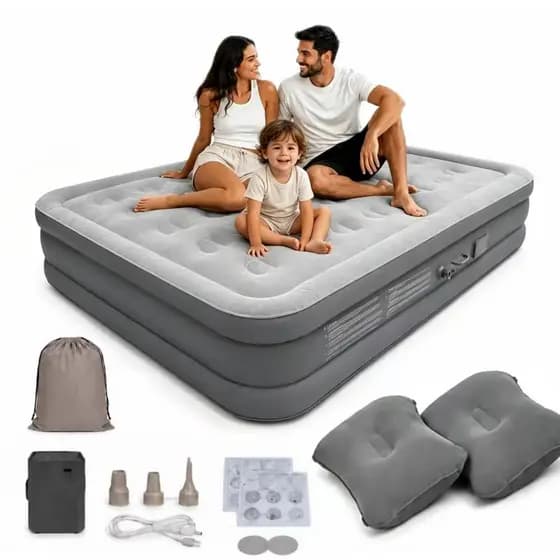 Colchão Inflável Queen Casal Elétrico 200x150x40cm com Bomba Embutida Cama De Campanha
