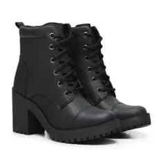 Bota Coturno Feminina Confortável De Salto Alto Blogueira Com Cano Médio Super Macio Barato
