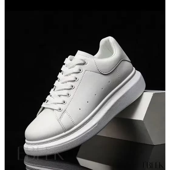 Tenis Casual Masculino Branco Preto Original Casual Sola Alta Aumente 5 cm MCQUEN Envio Imediato