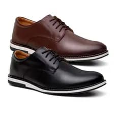 Kit 2 Pares de Sapato Social Masculino Oxford Ingles Elegante de Couro Premium Confortável Estiloso Promoção Envio Ja
