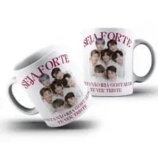 Caneca BTS Seja Forte Motivacional 325ml Kpop Presente Personalizada Porcelana Dorama casa cozinha