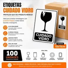 Kit 100 Etiquetas Adesivas 10x15cm – CUIDADO VIDRO