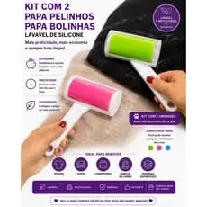 Kit 2 Super Rolos Adesivos Tira Pelos Papa Bolinhas Lavável