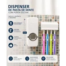 Suporte para Escova com Dispenser de Pasta de Dente Automático – Organização e Praticidade para o Seu Banheiro