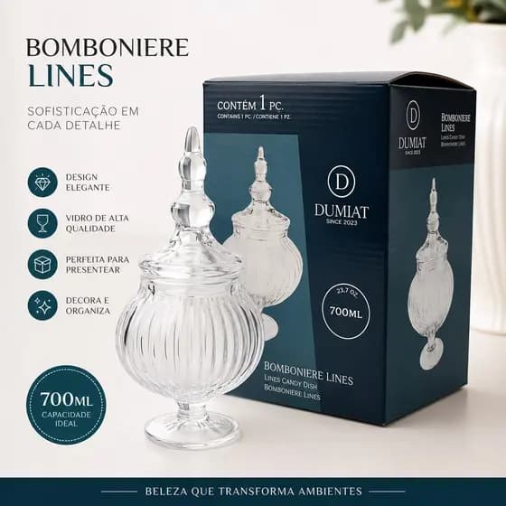 Bomboniere de Vidro com Tampa 700ml – Elegância que Decora e Encanta