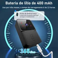 Campainha Inteligente Com Camera Sem Fio E Som Auto Alto Receptor USB Video Porteiro Recarregavel Bateria 1000mAh
