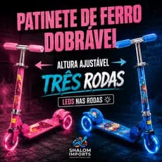 Patinete Infantil Dobrável com Rodas LED - Altura Ajustavel
