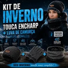 Kit de Inverno Outono Touca Encharp e Luva de Camurça Conforto e Proteçao Garantidos