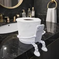 Suporte Papel Higiênico Pernas Articuladas Celular Divertido Decorativo Organizador Banheiro Moderno